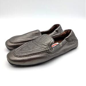 Aquatalia Qaitlin Metallic Weatherproof Flat Shoes Womens Pewter Size US6.5 EU37